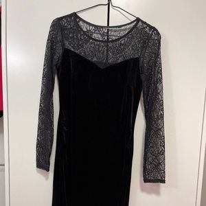 Velvet black dress with lace H&M